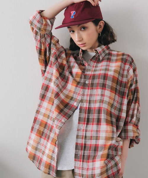 SERO(セロ)の「SERO/セロ B.D WIDE SHIRT MADRAS CHECK マドラスチェックシャツ ビッグシルエット(シャツ/ブラウス・レディース・ブルー・15 )」の11枚目の写真