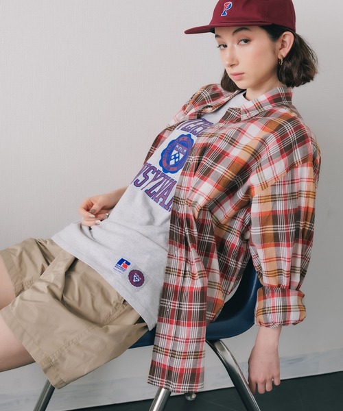 SERO(セロ)の「SERO/セロ B.D WIDE SHIRT MADRAS CHECK マドラスチェックシャツ ビッグシルエット(シャツ/ブラウス・レディース・ブルー・15 )」の12枚目の写真