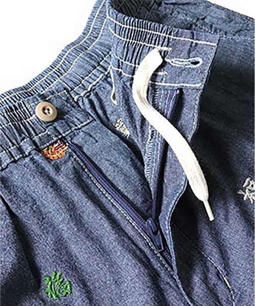 HOUSTON（ヒューストン）の「HOUSTON CHAMBRAY ALLOVER EMB EASY SHORTS（その他パンツ・メンズ・ダークインディゴブルー・XL/M/L）」の3枚目の写真