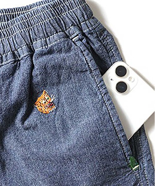HOUSTON（ヒューストン）の「HOUSTON CHAMBRAY ALLOVER EMB EASY SHORTS（その他パンツ・メンズ・ダークインディゴブルー・XL/M/L）」の2枚目の写真