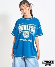 ANAP GｉRL（アナップガール）の「ANAPR+S ステッチ付き カスレ プリント Tシャツ【ユニセックス】（Tシャツ/カットソー・キッズ）」