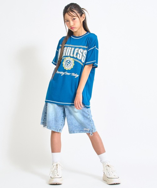 ANAP GｉRL（アナップガール）の「ANAPR+S ステッチ付き カスレ プリント Tシャツ【ユニセックス】（Tシャツ/カットソー・キッズ・ネイビー/ホワイト/ブラック系その他・XS/M/S）」の11枚目の写真