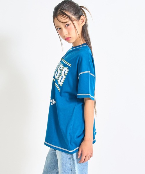 ANAP GｉRL（アナップガール）の「ANAPR+S ステッチ付き カスレ プリント Tシャツ【ユニセックス】（Tシャツ/カットソー・キッズ・ネイビー/ホワイト/ブラック系その他・XS/M/S）」の9枚目の写真