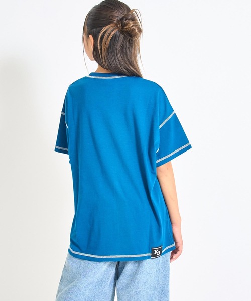 ANAP GｉRL（アナップガール）の「ANAPR+S ステッチ付き カスレ プリント Tシャツ【ユニセックス】（Tシャツ/カットソー・キッズ・ネイビー/ホワイト/ブラック系その他・XS/M/S）」の10枚目の写真