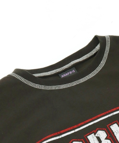 ANAP GｉRL（アナップガール）の「ANAPR+S ステッチ付き カスレ プリント Tシャツ【ユニセックス】（Tシャツ/カットソー・キッズ・ネイビー/ホワイト/ブラック系その他・XS/M/S）」の16枚目の写真