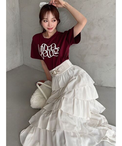 RESEXXY(リゼクシー)の「スタッズロゴTシャツ(Tシャツ/カットソー・レディース・イエロー/レッド/ホワイト/ブラック・FREE)」の4枚目の写真