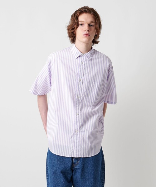 UNITED ARROWS & SONS＞ LON/STRIPE S/SL SHIRT/ショート