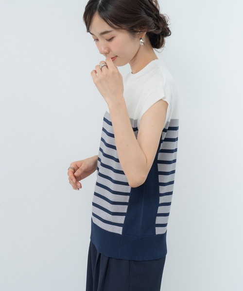 ANNA LUNA(アンナルナ)の「【ANNA LUNA】さらっと 着映え が叶う、夏の万能 ノースリーブ トップス(ニット/セーター・レディース・ブラック/オフホワイト・MEDIUM)」の18枚目の写真