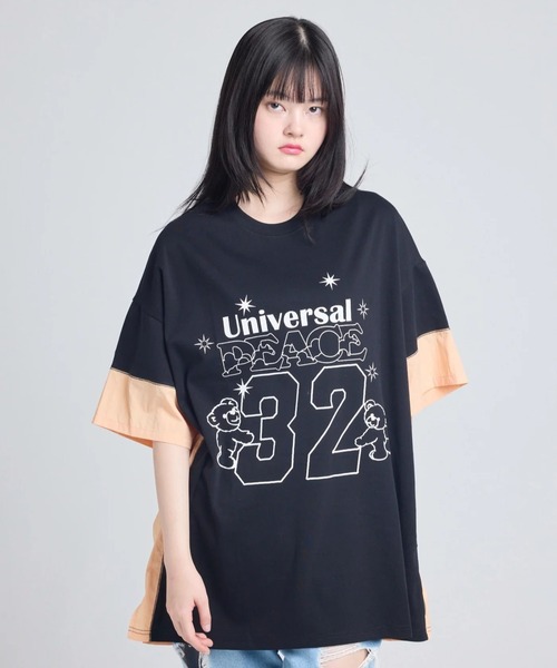 Little sunny bite(リトルサニーバイト)の「littlesunnybite/リトルサニーバイト/32 big tee(Tシャツ/カットソー・レディース・ブラック/ホワイト・M/S)」の2枚目の写真