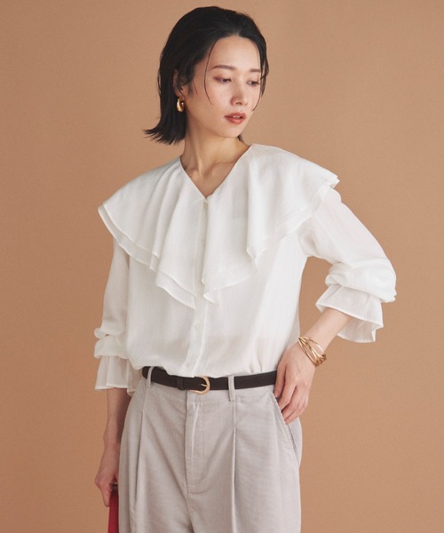 Doux archives（ドゥアルシーヴ）の「キャンディースリーブフリルブラウス（シャツ/ブラウス・レディース・オフホワイト/ブラック/グレー・FREE）」の16枚目の写真