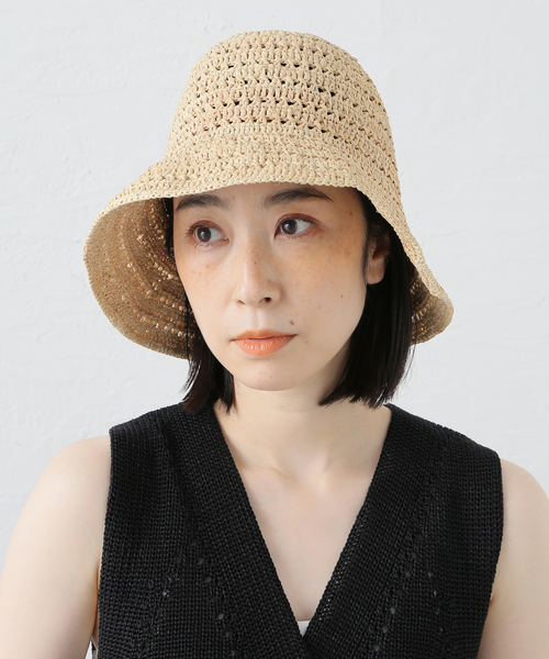 plage（プラージュ）の「RAFFIA KAGIAMI ハット（ハット・レディース・ベージュ・FREE）」の8枚目の写真