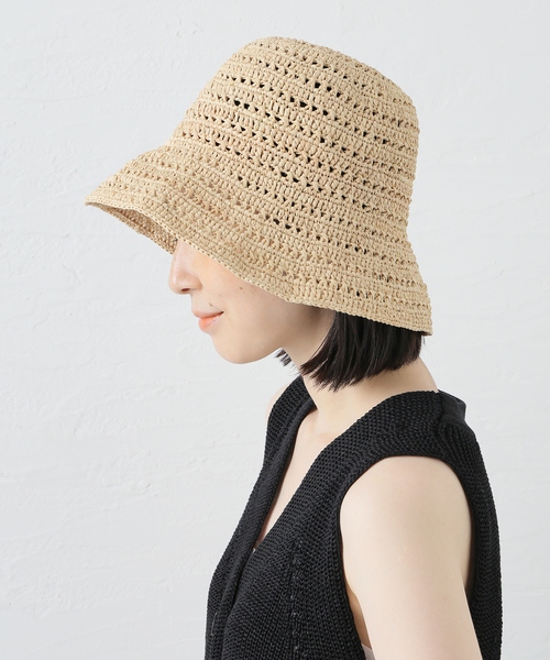 plage（プラージュ）の「RAFFIA KAGIAMI ハット（ハット・レディース・ベージュ・FREE）」の9枚目の写真