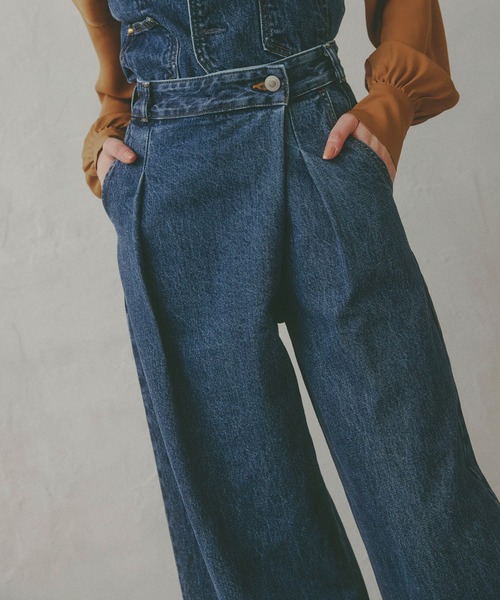 SOMETHING（サムシング）の「【GISELe 10月号掲載】atelier SOMETHING WRAP WIDE PANTS/アトリエサムシングラップワイドパンツ（デニムパンツ・レディース・ブラック系その他/インディゴブルー/ブルー・X-SMALL/SMALL/MEDIUM）」の19枚目の写真