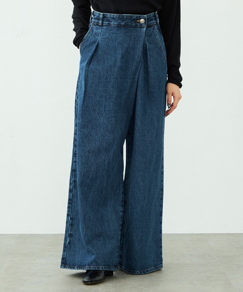 SOMETHING（サムシング）の「【GISELe 10月号掲載】atelier SOMETHING WRAP WIDE PANTS/アトリエサムシングラップワイドパンツ（デニムパンツ・レディース・ブラック系その他/インディゴブルー/ブルー・X-SMALL/SMALL/MEDIUM）」の15枚目の写真