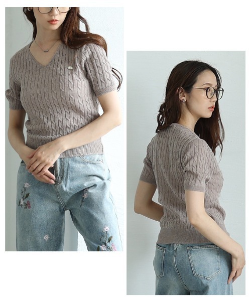 Sawa a la mode(サワアラモード)の「ケーブルサマーニットプルオーバー(ニット/セーター・レディース・ネイビー/イエロー/ベージュ/ホワイト/ピンク/ブルー・FREE)」の19枚目の写真