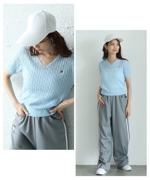 Sawa a la mode(サワアラモード)の「ケーブルサマーニットプルオーバー(ニット/セーター・レディース・ネイビー/イエロー/ベージュ/ホワイト/ピンク/ブルー・FREE)」の16枚目の写真