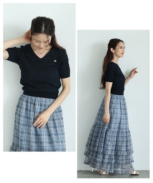 Sawa a la mode(サワアラモード)の「ケーブルサマーニットプルオーバー(ニット/セーター・レディース・ネイビー/イエロー/ベージュ/ホワイト/ピンク/ブルー・FREE)」の7枚目の写真