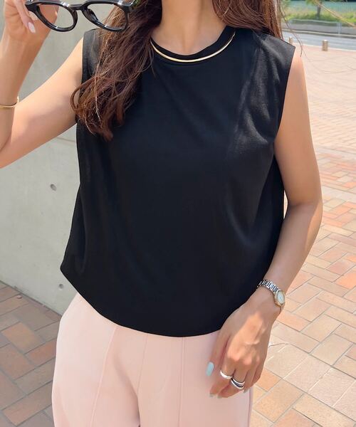 KOBE LETTUCE（コウベレタス）の「ラウンドカットインナータンクトップス（タンクトップ・レディース・オフホワイト/ブラック/ホワイト系/ブラック系・M-Short/M-Long）」の3枚目の写真