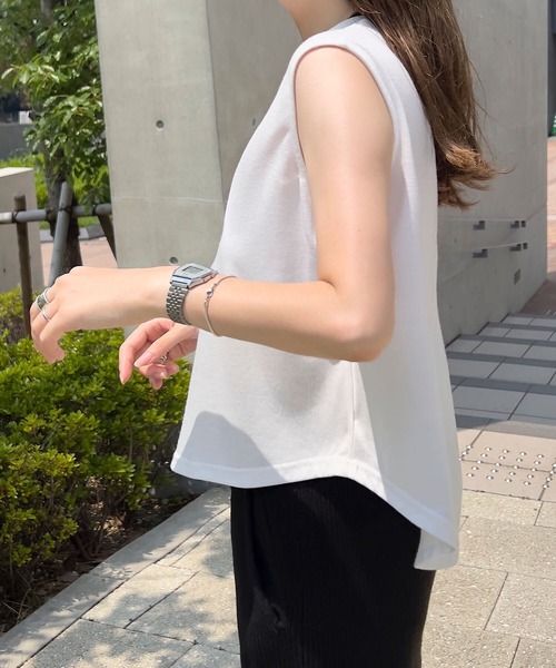 KOBE LETTUCE（コウベレタス）の「ラウンドカットインナータンクトップス（タンクトップ・レディース・オフホワイト/ブラック/ホワイト系/ブラック系・M-Short/M-Long）」の21枚目の写真