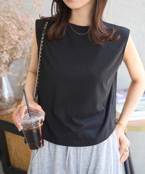 KOBE LETTUCE（コウベレタス）の「ラウンドカットインナータンクトップス（タンクトップ・レディース・オフホワイト/ブラック/ホワイト系/ブラック系・M-Short/M-Long）」の5枚目の写真