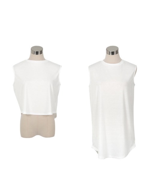 KOBE LETTUCE（コウベレタス）の「ラウンドカットインナータンクトップス（タンクトップ・レディース・オフホワイト/ブラック/ホワイト系/ブラック系・M-Short/M-Long）」の12枚目の写真