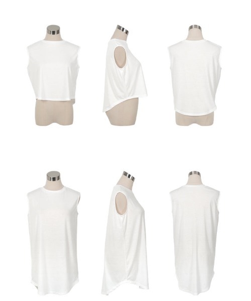 KOBE LETTUCE（コウベレタス）の「ラウンドカットインナータンクトップス（タンクトップ・レディース・オフホワイト/ブラック/ホワイト系/ブラック系・M-Short/M-Long）」の13枚目の写真