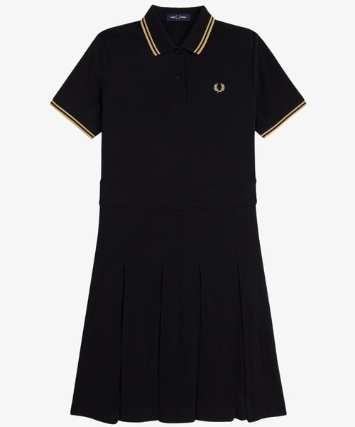 FRED PERRY（フレッドペリー）の「Tipped Pleated Tennis Dress／ティップラインプリーツテニスワンピース（ワンピース・レディース・ブラック/ブラック×ゴールド・10/8）」の16枚目の写真