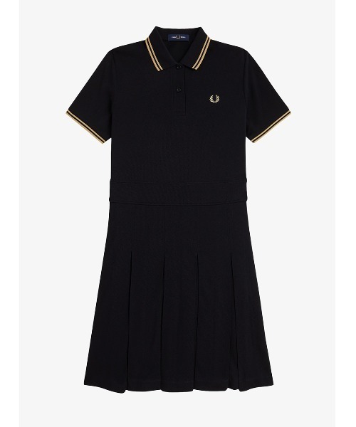 FRED PERRY(フレッドペリー)の「Tipped Pleated Tennis Dress/ティップラインプリーツテニスワンピース(ワンピース・レディース・ブラック/ブラック×ゴールド・10/8)」の5枚目の写真
