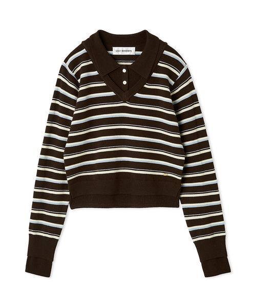 リリーブラウン　レイヤードニットトップス リリーブラウン LILY BROWN クロスネックレイヤードニット