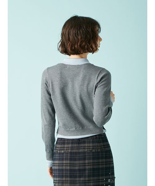 LILY BROWN（リリーブラウン）の「シャツレイヤードニットトップス