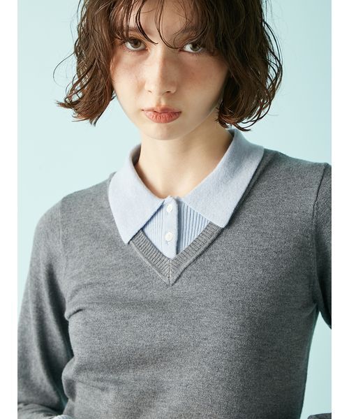 シャツレイヤードニットトップス（ニット/セーター）｜LILY BROWN