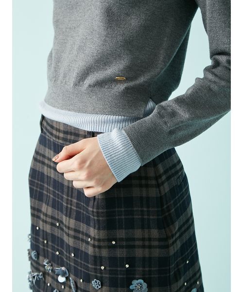 LILY BROWN（リリーブラウン）の「シャツレイヤードニットトップス