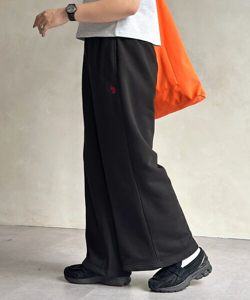 U.S. POLO ASSN.（ユーエスポロアッスン）の「【U.S. POLO ASSN. 】ワイドスウェットパンツ（その他パンツ・レディース・ブラック/グレー・MEDIUM/SMALL）」の4枚目の写真