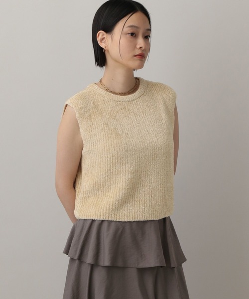 A part by（アパートバイ）の「フェザーノースリーブニット（ニット/セーター・レディース・ライトグレー/ブラウン/アイボリー・FREE）」の6枚目の写真