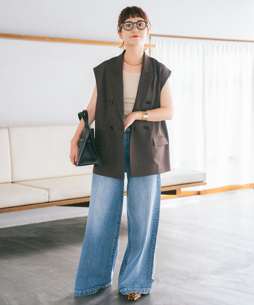 Spick & Span(スピックアンドスパン)の「メランジダブルブレストジレ(ベスト・レディース・ブラック/ブラウン/ベージュ・36/38)」の5枚目の写真