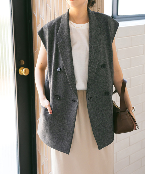 Spick & Span(スピックアンドスパン)の「メランジダブルブレストジレ(ベスト・レディース・ブラック/ブラウン/ベージュ・36/38)」の7枚目の写真