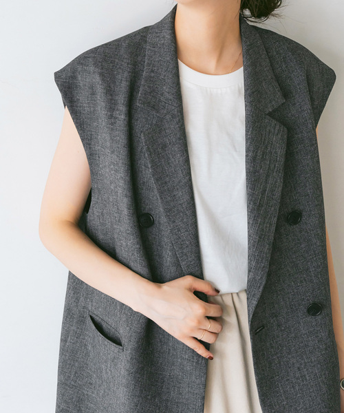 Spick & Span(スピックアンドスパン)の「メランジダブルブレストジレ(ベスト・レディース・ブラック/ブラウン/ベージュ・36/38)」の10枚目の写真