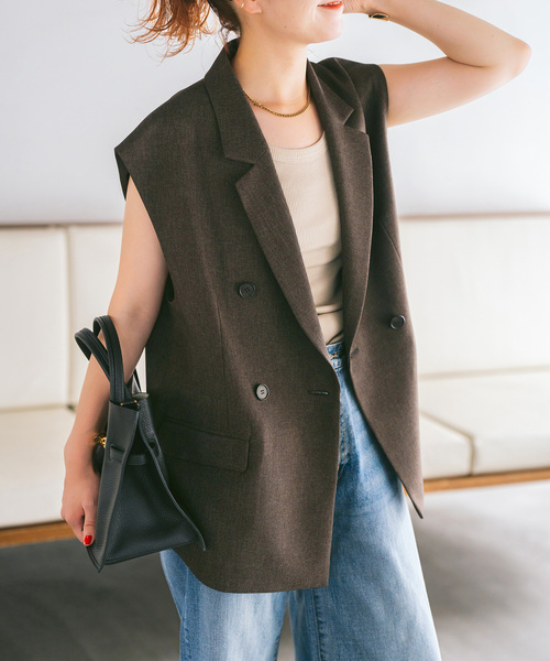 Spick & Span(スピックアンドスパン)の「メランジダブルブレストジレ(ベスト・レディース・ブラック/ブラウン/ベージュ・36/38)」の14枚目の写真