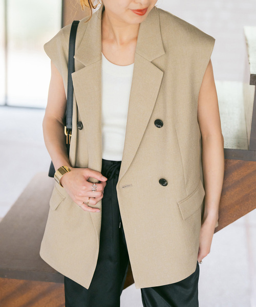 Spick & Span(スピックアンドスパン)の「メランジダブルブレストジレ(ベスト・レディース・ブラック/ブラウン/ベージュ・36/38)」の20枚目の写真