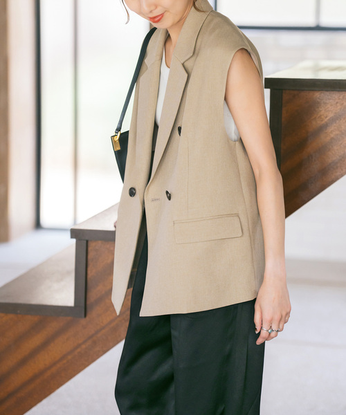 Spick & Span(スピックアンドスパン)の「メランジダブルブレストジレ(ベスト・レディース・ブラック/ブラウン/ベージュ・36/38)」の21枚目の写真