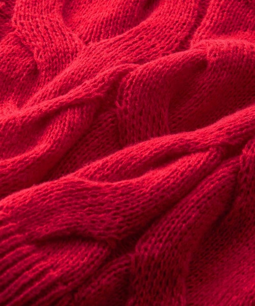 nelliy.（ネルリー）の「カラーケーブルニット（ニット/セーター・レディース・レッド/アイボリー・MEDIUM）」の3枚目の写真