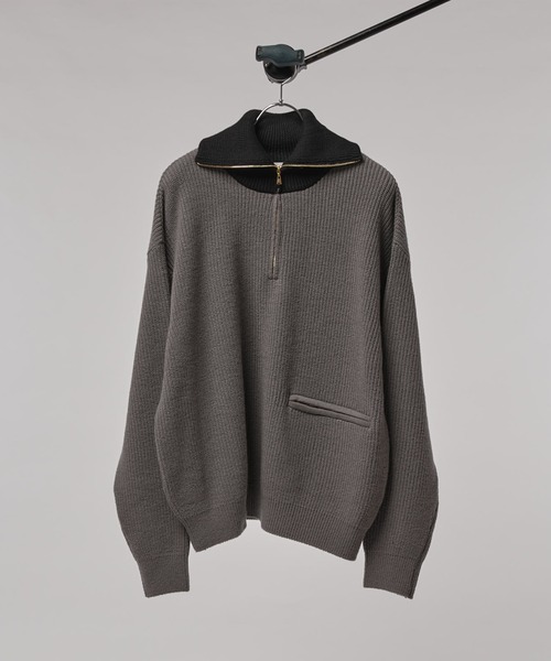 CULLNI(クルニ)の「【CULLNI/クルニ】ハーフZIPニット(ニット/セーター・メンズ・ブルー/ブラック/グレー系その他・1/2)」の2枚目の写真