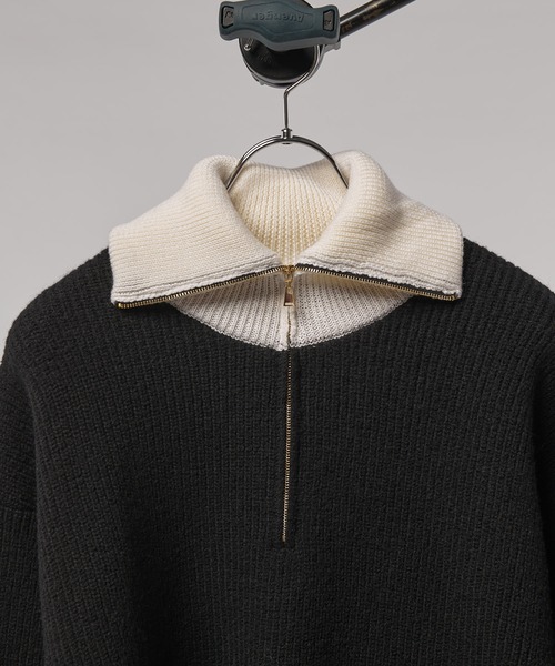 CULLNI(クルニ)の「【CULLNI/クルニ】ハーフZIPニット(ニット/セーター・メンズ・ブルー/ブラック/グレー系その他・1/2)」の4枚目の写真