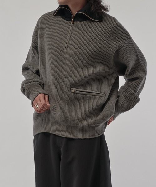 CULLNI(クルニ)の「【CULLNI/クルニ】ハーフZIPニット(ニット/セーター・メンズ・ブルー/ブラック/グレー系その他・1/2)」の21枚目の写真