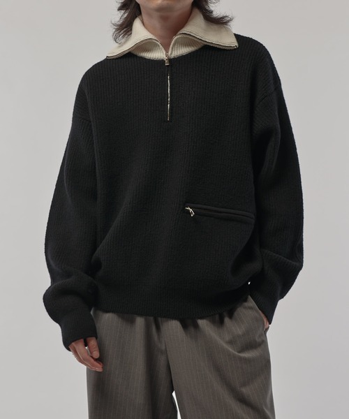 CULLNI(クルニ)の「【CULLNI/クルニ】ハーフZIPニット(ニット/セーター・メンズ・ブルー/ブラック/グレー系その他・1/2)」の10枚目の写真