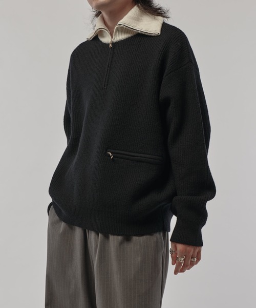 CULLNI(クルニ)の「【CULLNI/クルニ】ハーフZIPニット(ニット/セーター・メンズ・ブルー/ブラック/グレー系その他・1/2)」の12枚目の写真