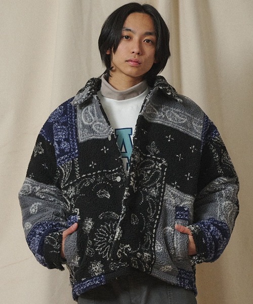 24ans ジャケット 中国ブランド セール】Universal Style Wear ジャカード ボア パッチワーク