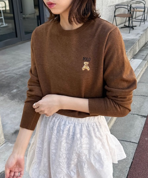 POLO BCS（ポロ ビーシーエス）の「【POLO BCS】ZOZO限定商品 ワンポイントベア　コンパクトクルーニットプルオーバー（ニット/セーター・レディース・ホワイト/ブラック/ネイビー/キャメル・M/L）」の4枚目の写真