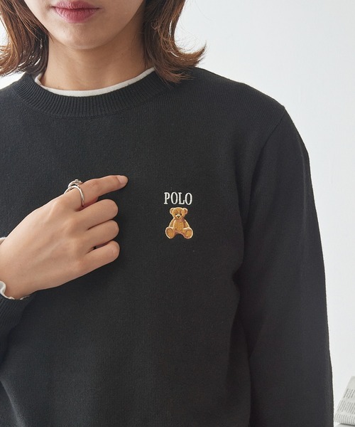 POLO BCS（ポロ ビーシーエス）の「【POLO BCS】ZOZO限定商品 ワンポイントベア　コンパクトクルーニットプルオーバー（ニット/セーター・レディース・ホワイト/ブラック/ネイビー/キャメル・M/L）」の2枚目の写真