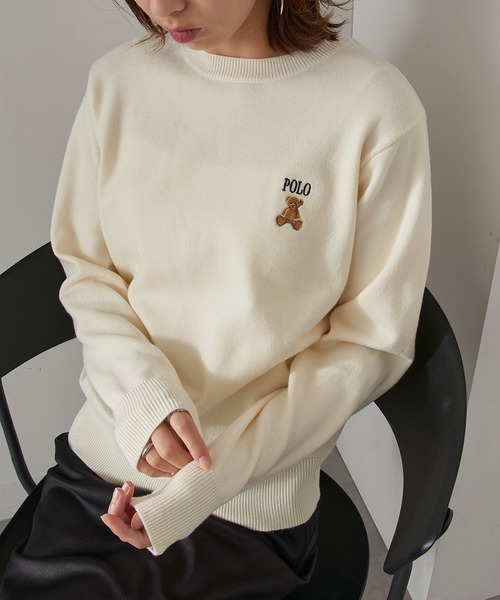 POLO BCS（ポロ ビーシーエス）の「【POLO BCS】ZOZO限定商品 ワンポイントベア　コンパクトクルーニットプルオーバー（ニット/セーター・レディース・ホワイト/ブラック/ネイビー/キャメル・M/L）」の22枚目の写真